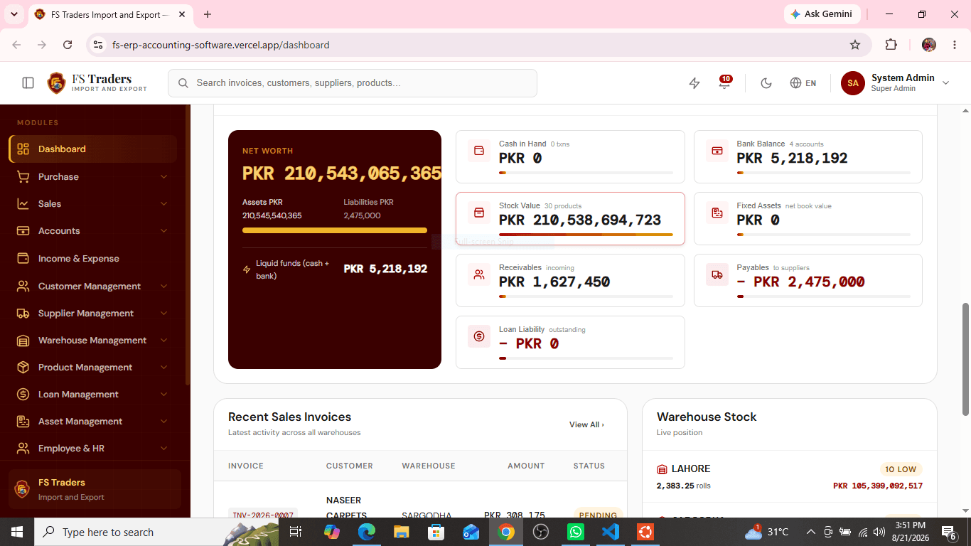 FS ERP — Import/Export Operations Platform