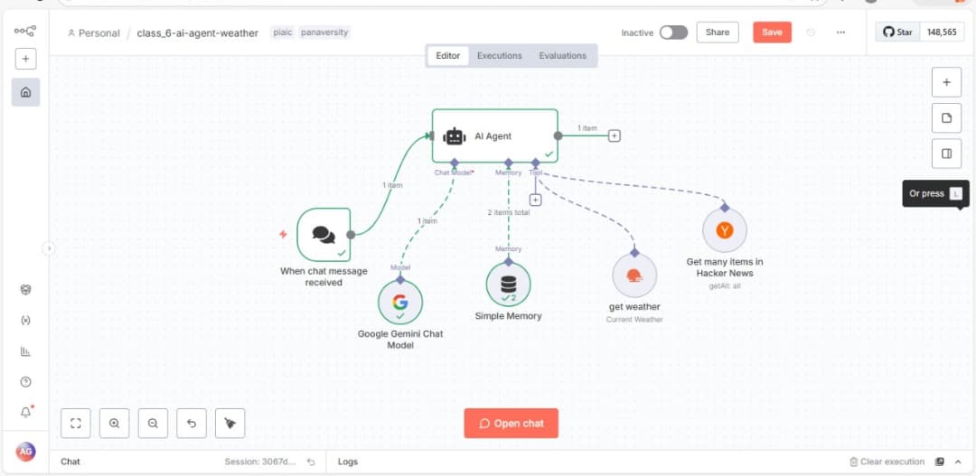N8N Weather & Hacker News Workflow